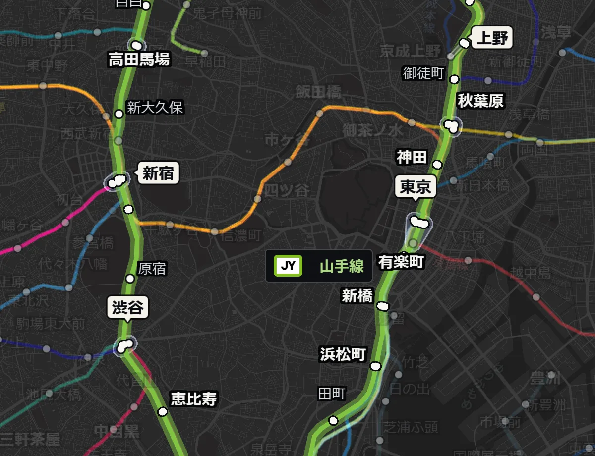 山手線を選んだところ